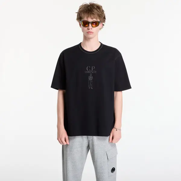 C.P. Company Тениска C.P. Company Mercerized Jersey 30/2 Twisted Short Sleeve Logo T-Shirt Black S