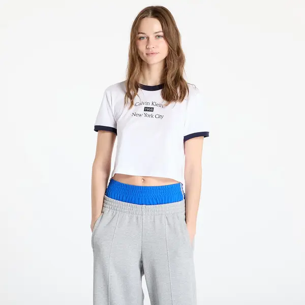 Calvin Klein Тениска Calvin Klein Jeans Drapey Jersey Crop Brilliant White/ Baritone Blue L