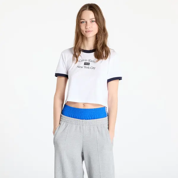 Calvin Klein Тениска Calvin Klein Jeans Drapey Jersey Crop Brilliant White/ Baritone Blue M