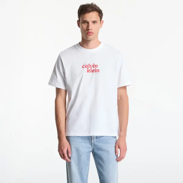 Calvin Klein Тениска Calvin Klein Jeans Ss 20S Calvin Klein Trvl Font Graphic Tee Bright White L