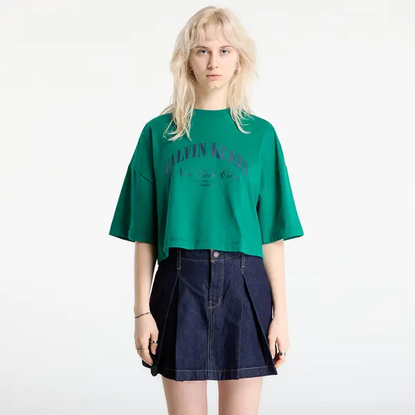 Calvin Klein Тениска Calvin Klein Jeans Ss Cropped Boxy Heri Tee Green M