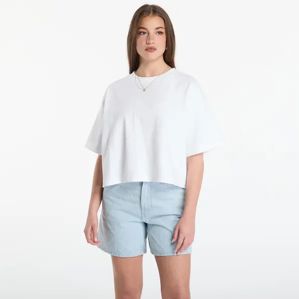Calvin Klein Тениска Calvin Klein Jeans Ss Cropped Boxy Satin Floral Tee Bright White S