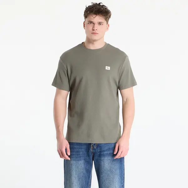 Calvin Klein Тениска Calvin Klein Jeans Ss Waffle Woven Label Crewnk Tee Dusty Olive XL