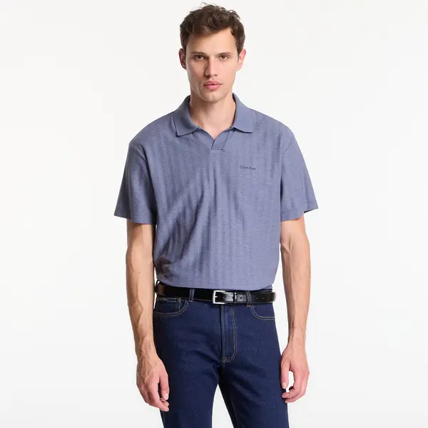 Calvin Klein Тениска Calvin Klein Ss Easy Vertical Stripe Textured Polo Blue Nomad L