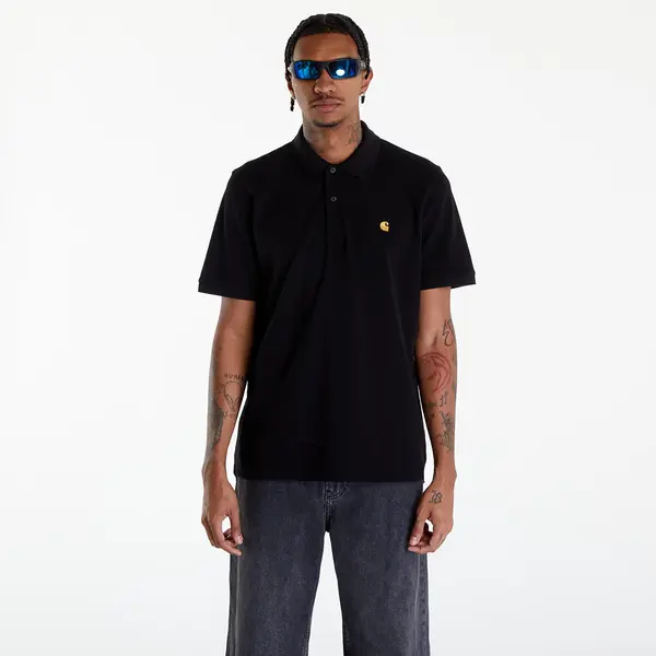 Carhartt WIP Тениска Carhartt WIP Short Sleeve Chase Pique Polo T-Shirt UNISEX Black/ Gold XS