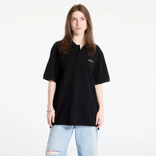 Carhartt WIP Тениска Carhartt WIP S/S Carhartt Script Polo UNISEX Black/ White XS