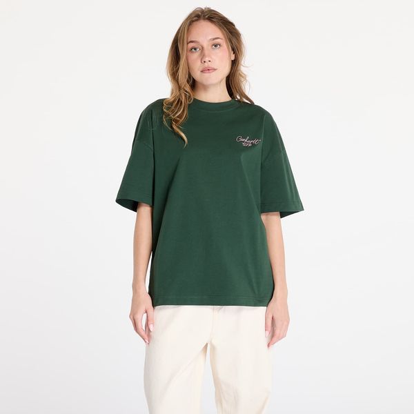 Carhartt WIP Тениска Carhartt WIP S/S Signature Script T-Shirt UNISEX Sycamore Tree/ Dusty Rose XS