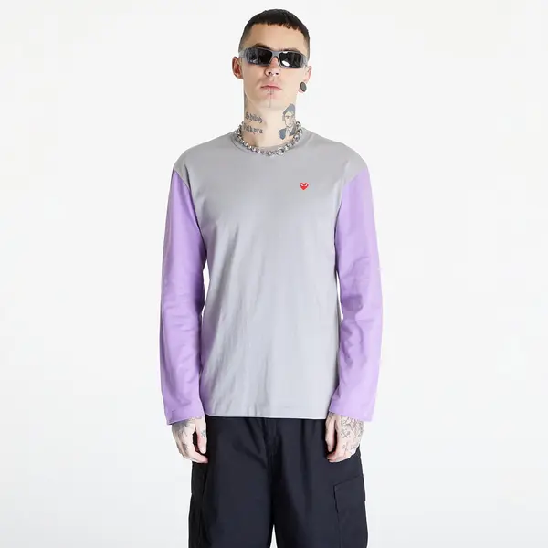 Comme des Garçons PLAY Тениска Comme des Garçons PLAY Heart Logo Long Sleeve Tee UNISEX Gray/ Lavender XL