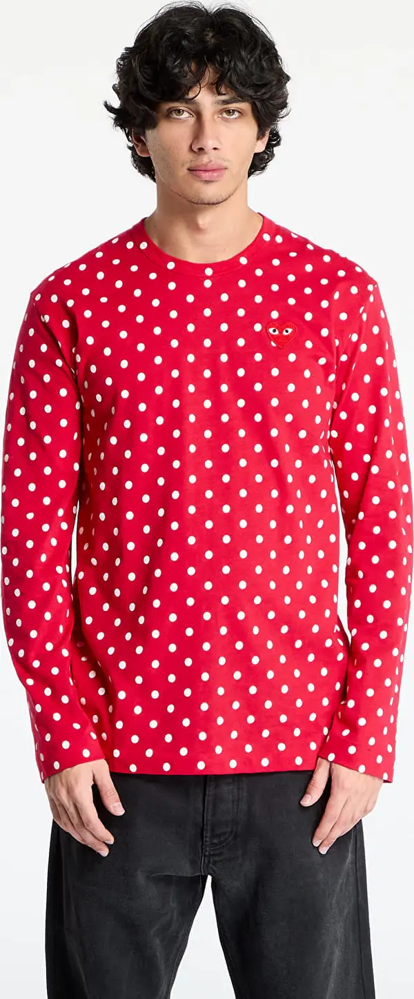 Comme des Garçons PLAY Тениска Comme des Garçons PLAY Heart Logo Long Sleeve Tee UNISEX Red XS