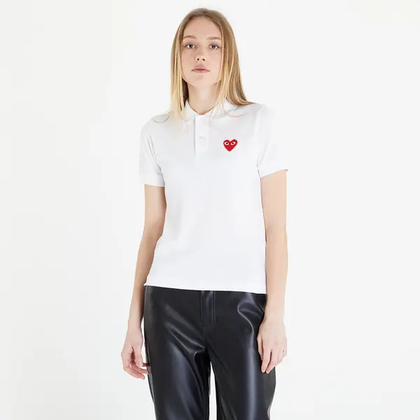 Comme des Garçons PLAY Тениска Comme des Garçons PLAY Heart Logo Polo Short Sleeve Tee White M