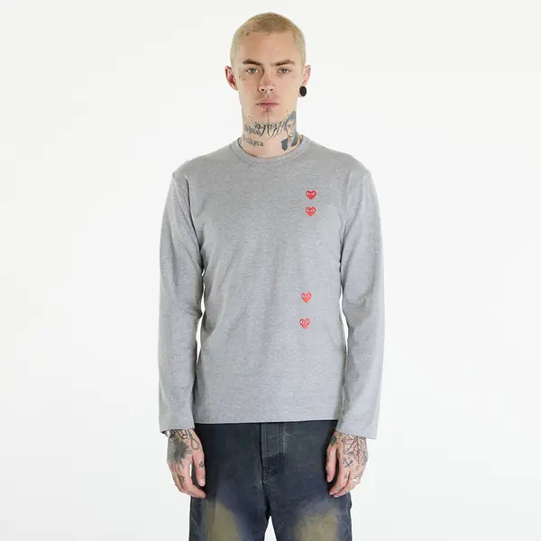 Comme des Garçons PLAY Тениска Comme des Garçons PLAY Long Sleeve Logo Print T-Shirt UNISEX Grey XXL