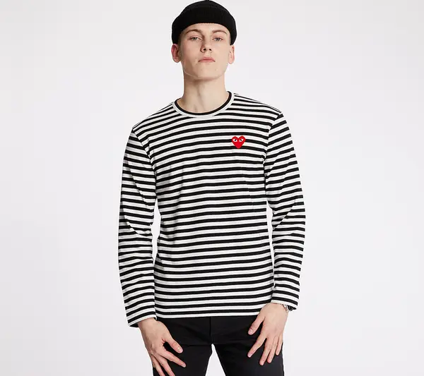 Comme des Garçons PLAY Тениска Comme des Garçons PLAY Long Sleeve Tee UNISEX Black/ White XS