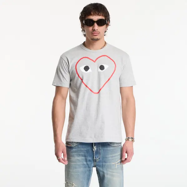Comme des Garçons PLAY Тениска Comme des Garçons PLAY T-Shirt Logo Print Knit UNISEX Top Gray XS
