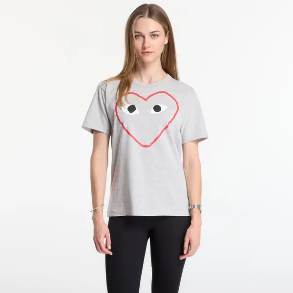 Comme des Garçons PLAY Тениска Comme des Garçons PLAY T-Shirt Logo Print Knit UNISEX Top Gray XXL