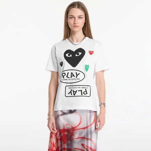 Comme des Garçons PLAY Тениска Comme des Garçons PLAY T-Shirt Red Black Green Emblem Knit UNISEX White M