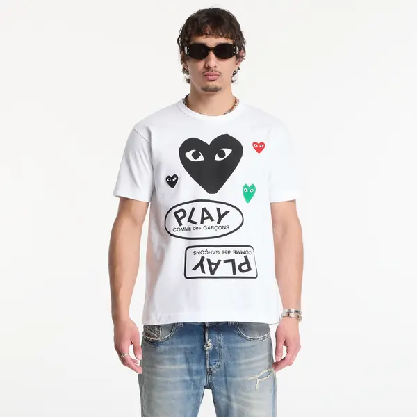 Comme des Garçons PLAY Тениска Comme des Garçons PLAY T-Shirt Red Black Green Emblem Knit UNISEX White XL