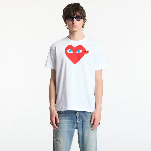 Comme des Garçons PLAY Тениска Comme des Garçons PLAY T-Shirt Red Emblem Knit UNISEX White XXL