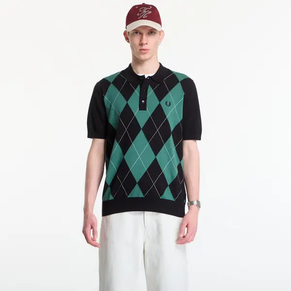 FRED PERRY Тениска Fred Perry Argyle Knitted Shirt Black XL