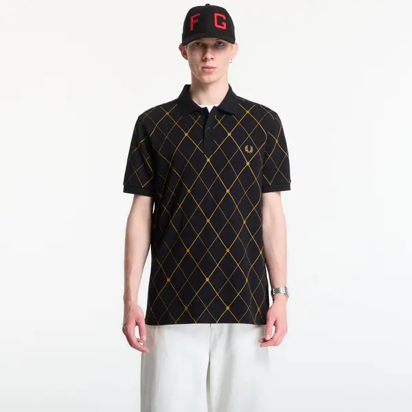 FRED PERRY Тениска Fred Perry Argyle Print Fred Perry Shirt Black S