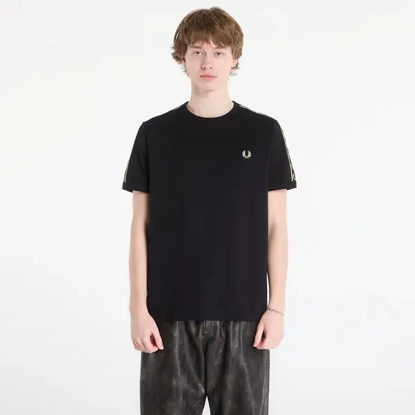 FRED PERRY Тениска FRED PERRY Contrast Tape Ringer T-Shirt Black/ Champagne M
