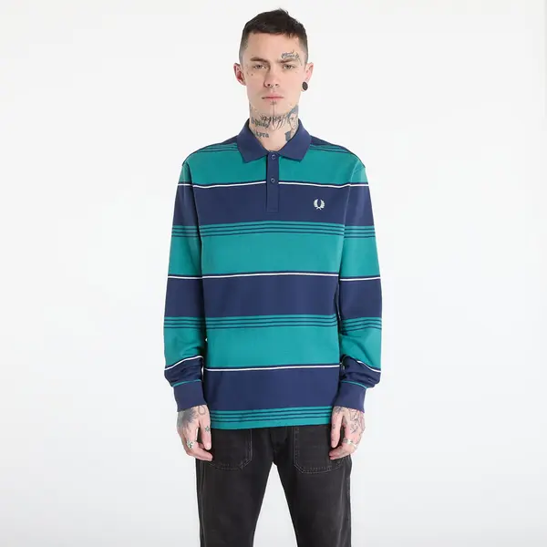 FRED PERRY Тениска FRED PERRY Heavyweight Striped Polo Shirt Tennis Blue L