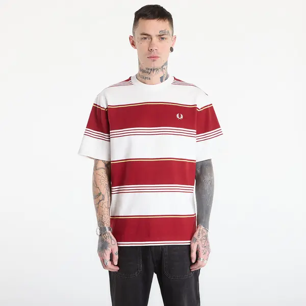 FRED PERRY Тениска FRED PERRY Heavyweight Striped T-Shirt Snow White M