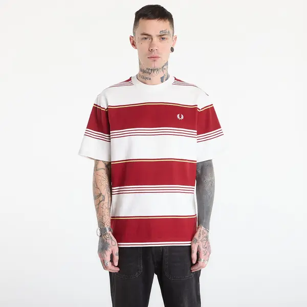 FRED PERRY Тениска FRED PERRY Heavyweight Striped T-Shirt Snow White XL
