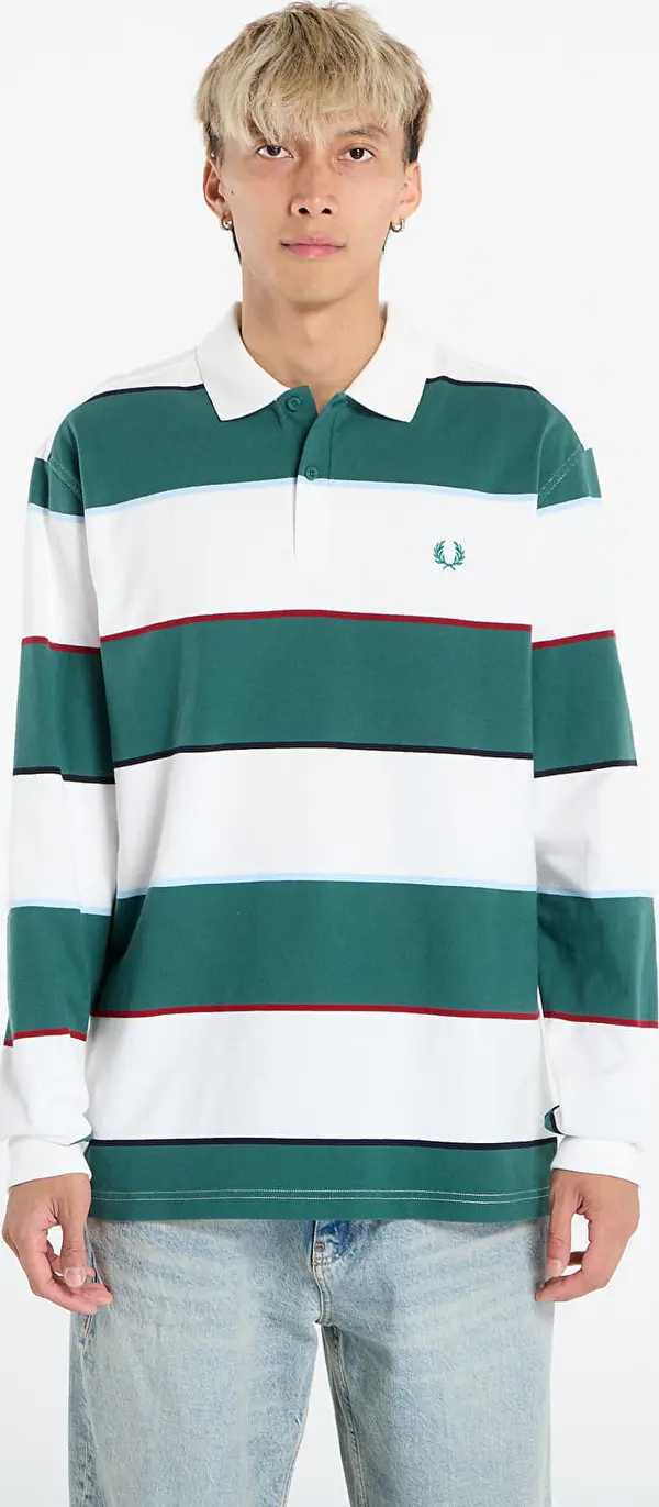 FRED PERRY Тениска FRED PERRY Hw Jersey Striped Polo Shirt Snow White M