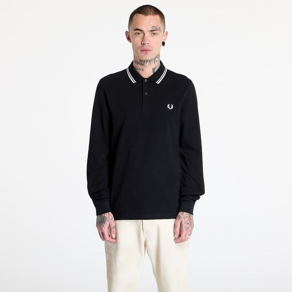 FRED PERRY Тениска FRED PERRY Long Sleeve Twin Tipped Shirt Black M