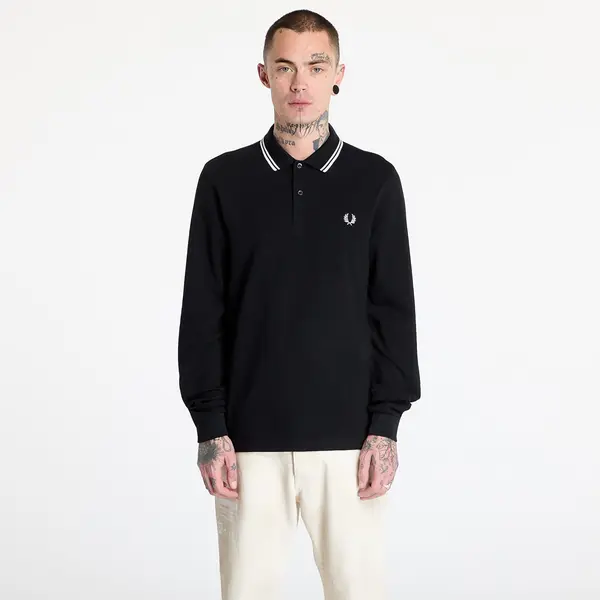 FRED PERRY Тениска FRED PERRY Long Sleeve Twin Tipped Shirt Black S