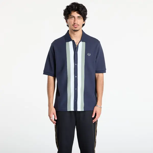 FRED PERRY Тениска FRED PERRY Panelled Button Through Polo S Dark Airforce XL
