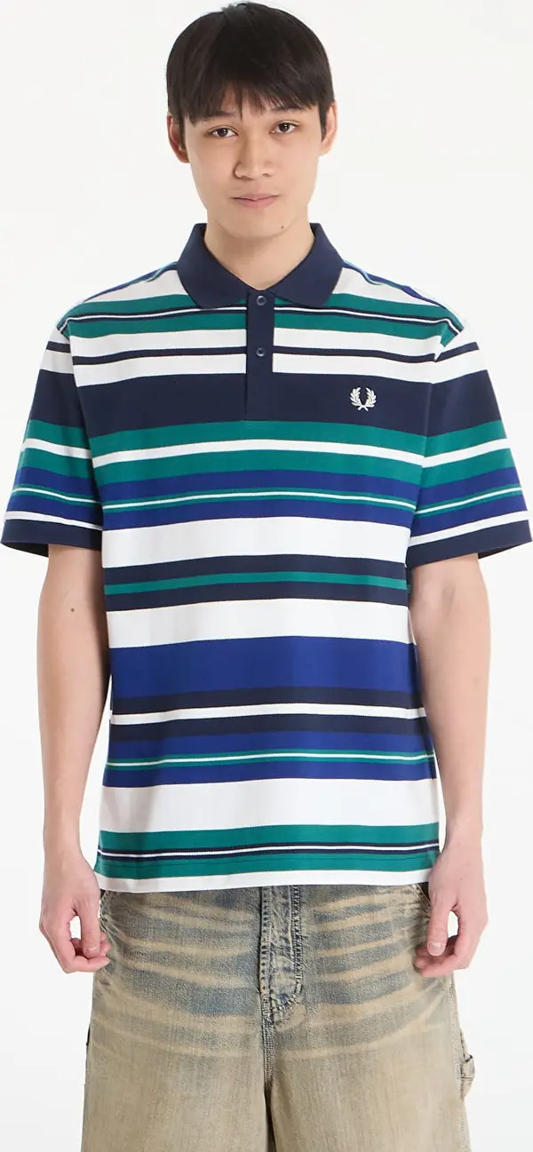 FRED PERRY Тениска FRED PERRY Striped Relaxed Polo Shirt Deep Mint M