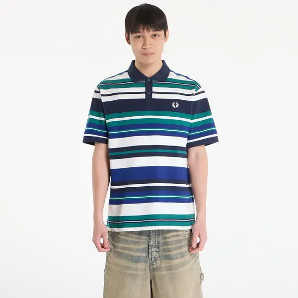 FRED PERRY Тениска FRED PERRY Striped Relaxed Polo Shirt Deep Mint M