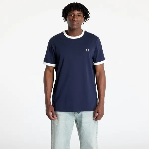 FRED PERRY Тениска FRED PERRY Taped Ringer T-Shirt Carbon Blue XL