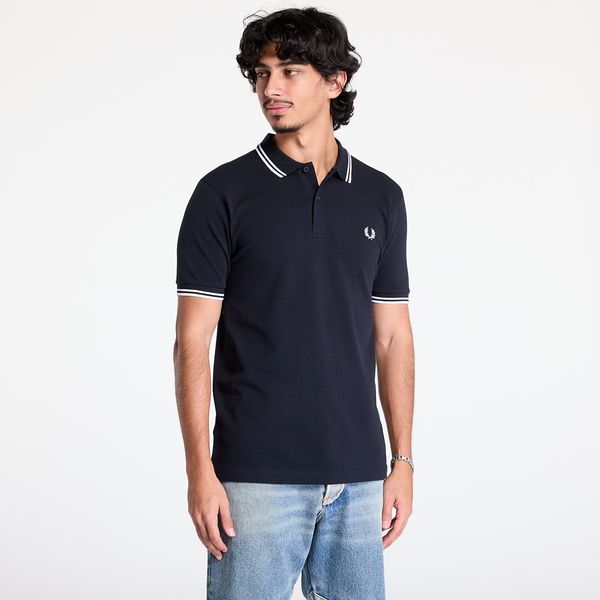 FRED PERRY Тениска FRED PERRY The Twin Tipped Fp Shirt Navy/ White L