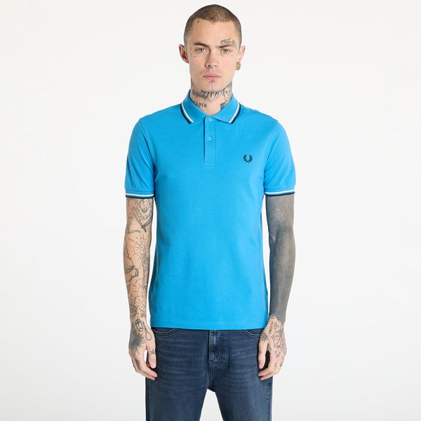 FRED PERRY Тениска FRED PERRY Twin Tipped Fred Perry Shirt Court Blue/ Ecru/ Navy M