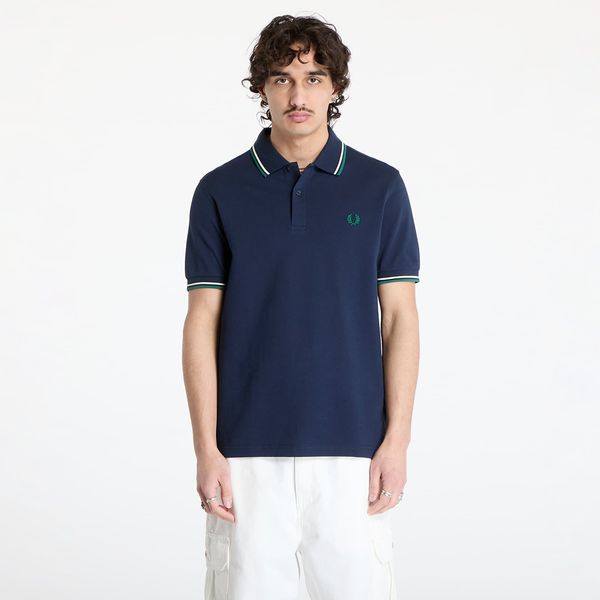 FRED PERRY Тениска FRED PERRY Twin Tipped Fred Perry Shirt Dark Carbon/ Light Ecru/ Label Green M
