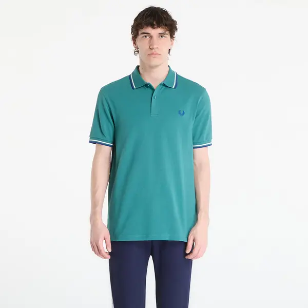FRED PERRY Тениска FRED PERRY Twin Tipped Fred Perry Shirt Deep Mint/ Snow White/ Soho Eclipse S