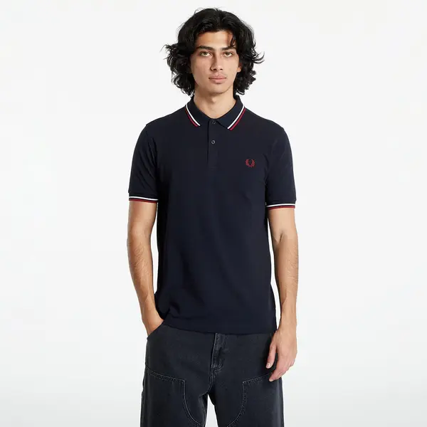 FRED PERRY Тениска FRED PERRY Twin Tipped Fred Perry Shirt Nvy/ Swht/ Bntred M
