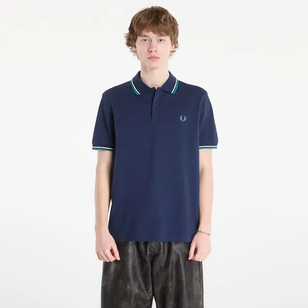 FRED PERRY Тениска FRED PERRY Twin Tipped Fred Perry Shirt Tnsbl/ Snow White/ Dpmt L
