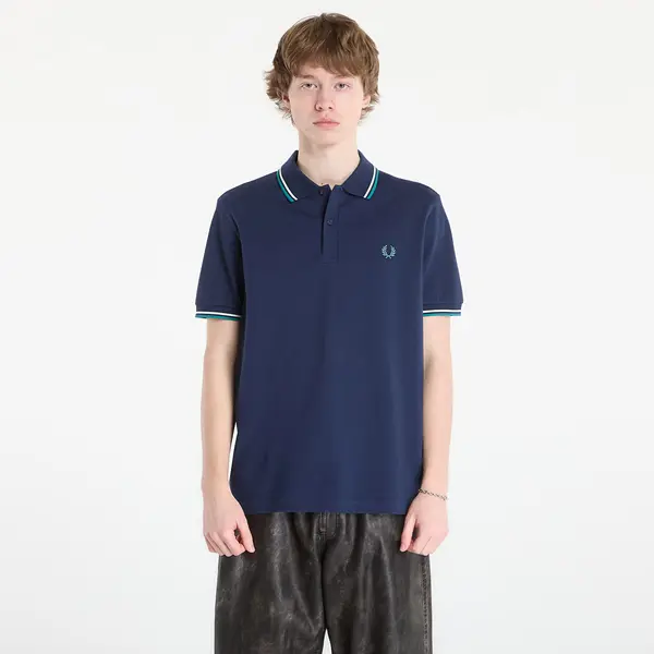 FRED PERRY Тениска FRED PERRY Twin Tipped Fred Perry Shirt Tnsbl/ Snow White/ Dpmt M