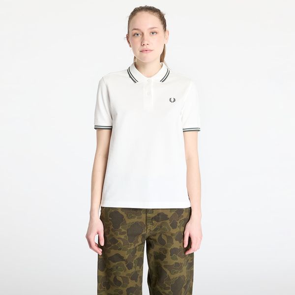 FRED PERRY Тениска FRED PERRY Twin Tipped Shirt Snow White/ Court Green 34