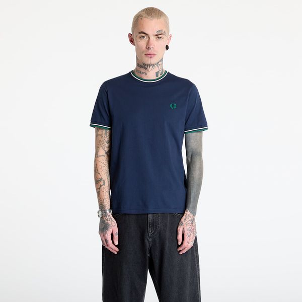 FRED PERRY Тениска FRED PERRY Twin Tipped T-Shirt Dark Carbon / Light Ecru / Label Green M