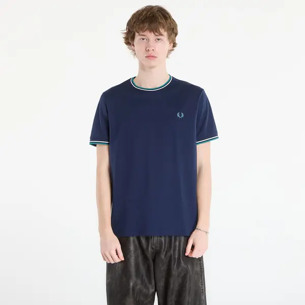 FRED PERRY Тениска FRED PERRY Twin Tipped T-Shirt Tnsbl/ Snwht/ Dpmt L
