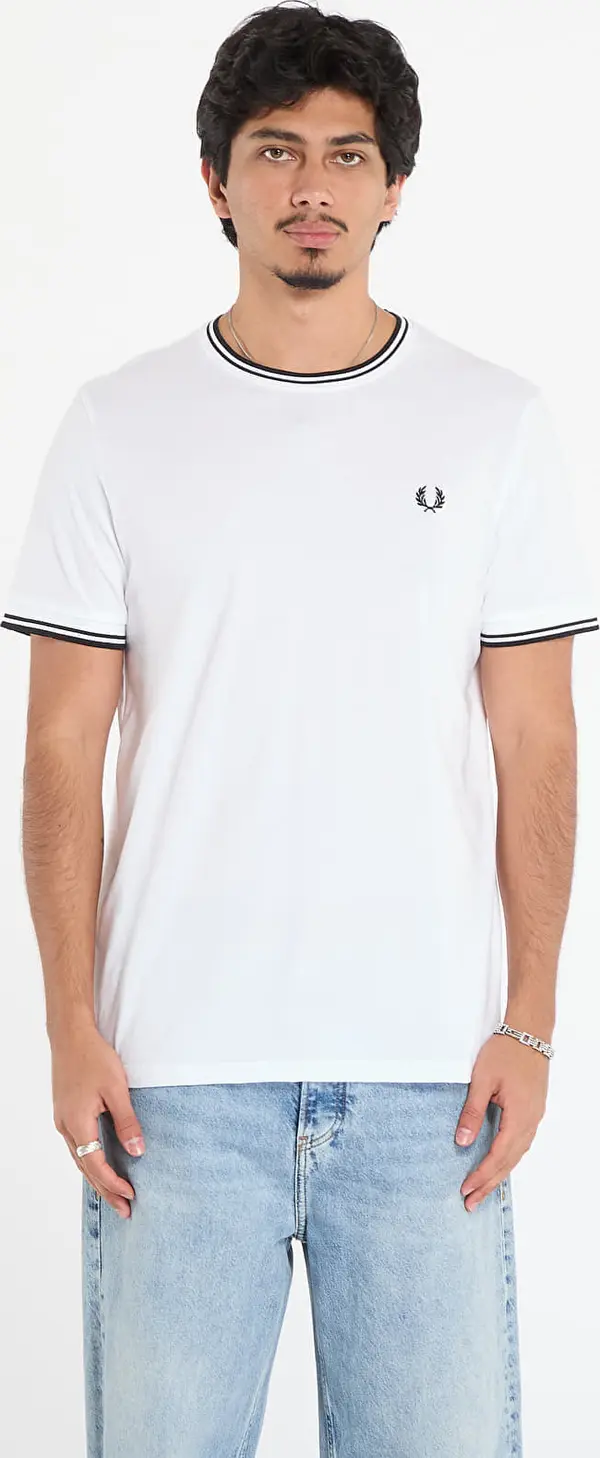 FRED PERRY Тениска FRED PERRY Twin Tipped T-Shirt White S