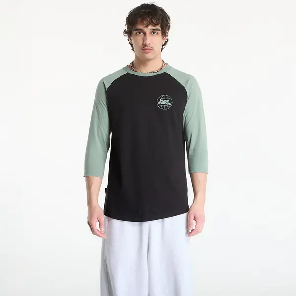 Horsefeathers Тениска Horsefeathers Global Raglan T-Shirt Black/ Iceberg Green M