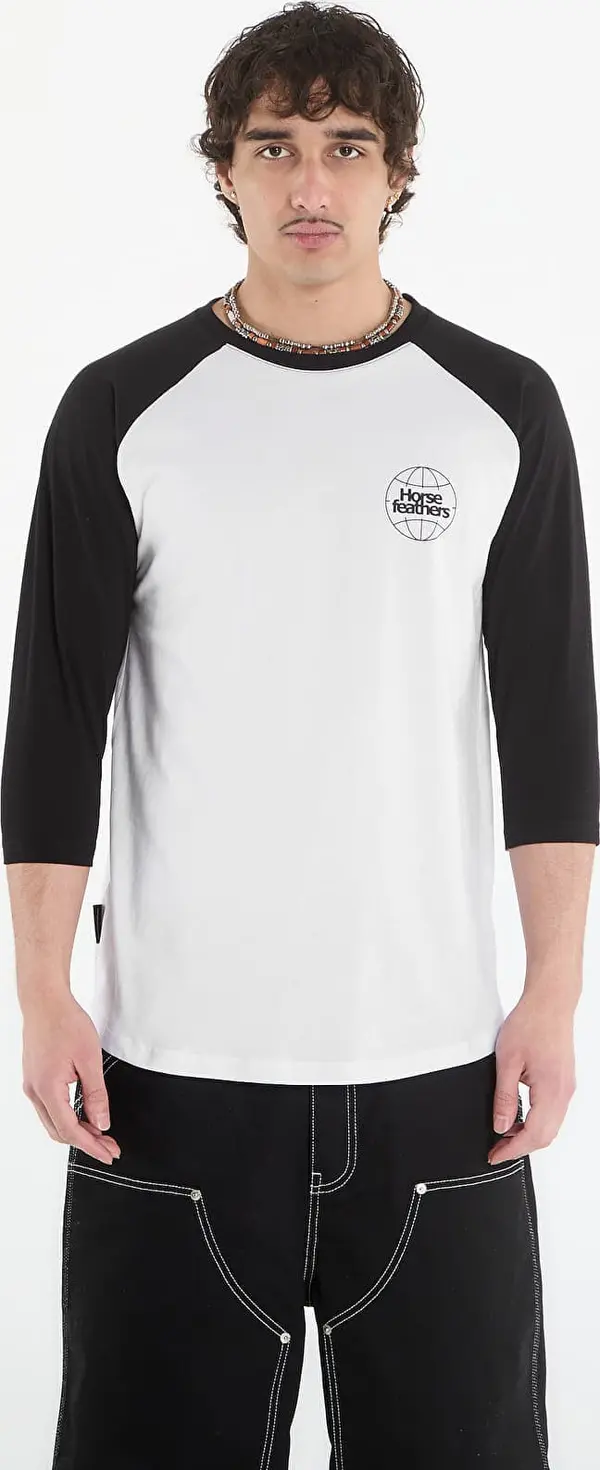 Horsefeathers Тениска Horsefeathers Global Raglan T-Shirt White/ Black L