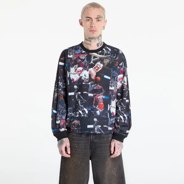 Jordan Тениска Jordan Flight Men's Printed Long-Sleeve Jersey Black/ White M