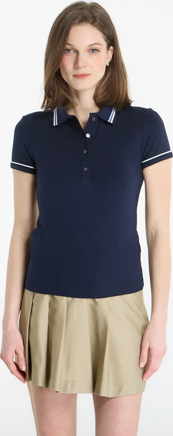 LACOSTE Тениска LACOSTE Ribbed Collar Shirt Navy Blue/ Chambray-Flour 38