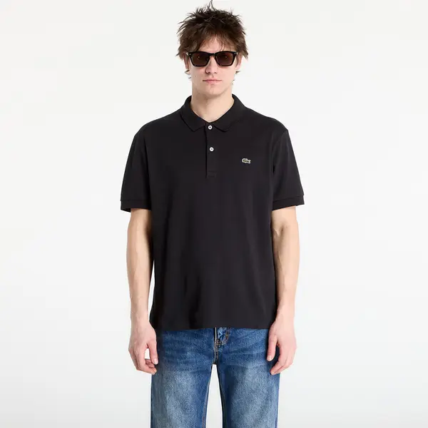 LACOSTE Тениска LACOSTE Short Sleeved Ribbed Collar Shirt Black 5